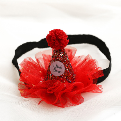 Color-block With Sequins Hairband - Headband - Red-Black - image 7