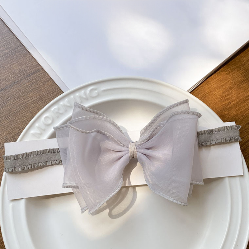 Solid With Bow Hairband - Grey - image 8