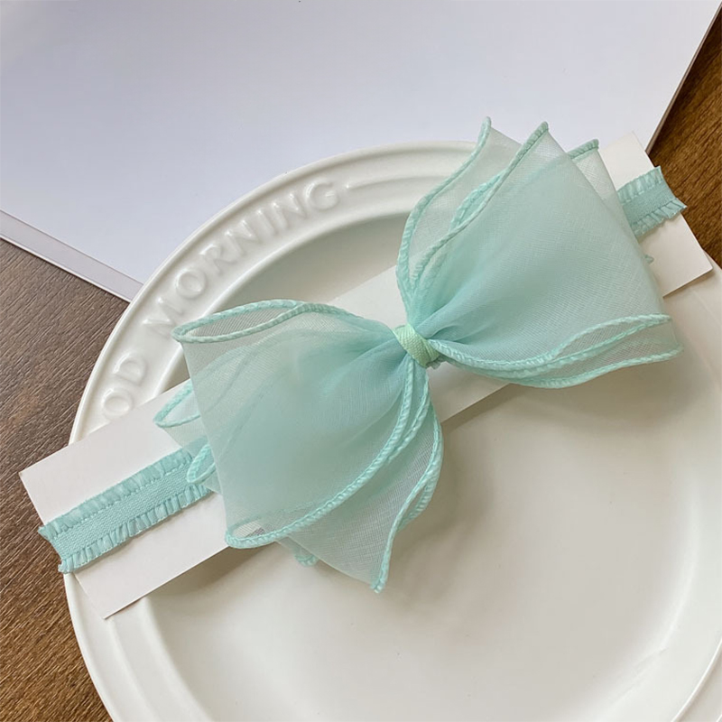 Solid With Bow Hairband - Cyan - image 9