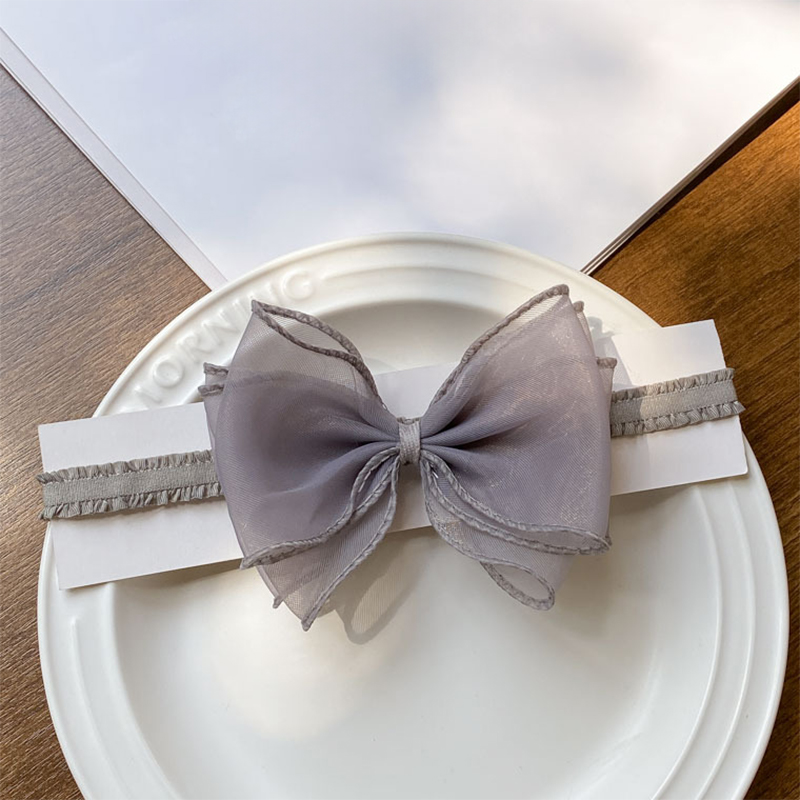 Solid With Bow Hairband - Dark Grey - image 13