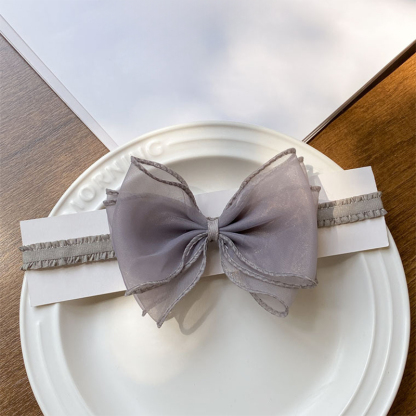 Solid With Bow Hairband - Dark Grey - image 13