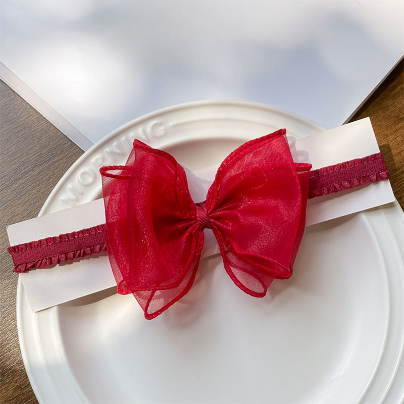 Solid With Bow Hairband - Red - image 12