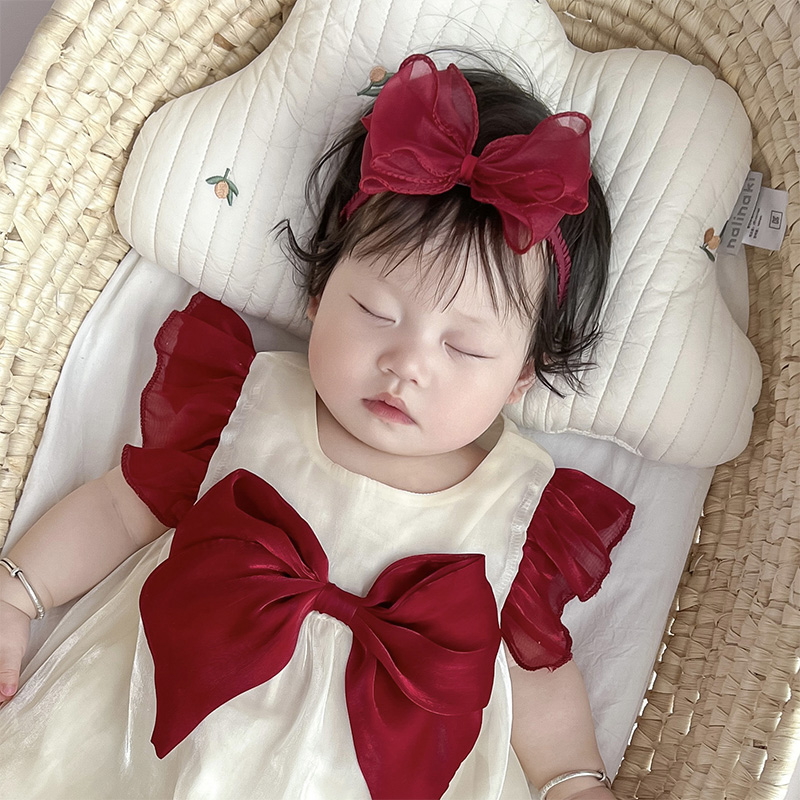 Solid With Bow Hairband - Wine Red - image 7