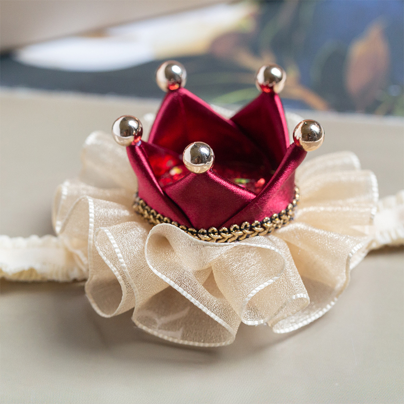 Color-block With Sequins Barrette - Hairband - Red-Golden - image 8