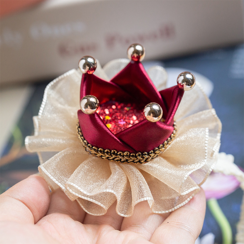 Color-block With Sequins Barrette - Barrette - Red-Golden - image 9