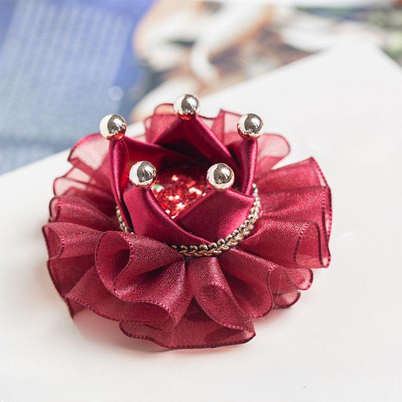 Color-block With Sequins Barrette - Barrette - Red - image 3