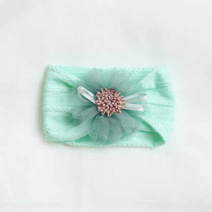 Color-block With Bow Hairband - Cyan - image 8