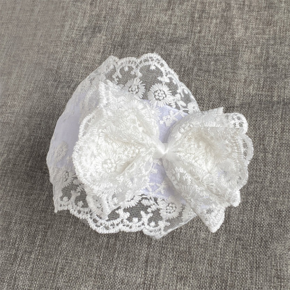 Solid With Bow Hairband - White - 3-24M - image 4