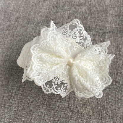 Solid With Bow Hairband - Beige - 3-24M - image 1