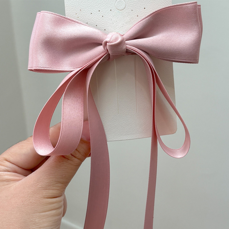 Solid With Bow Barrette - Pink - image 3