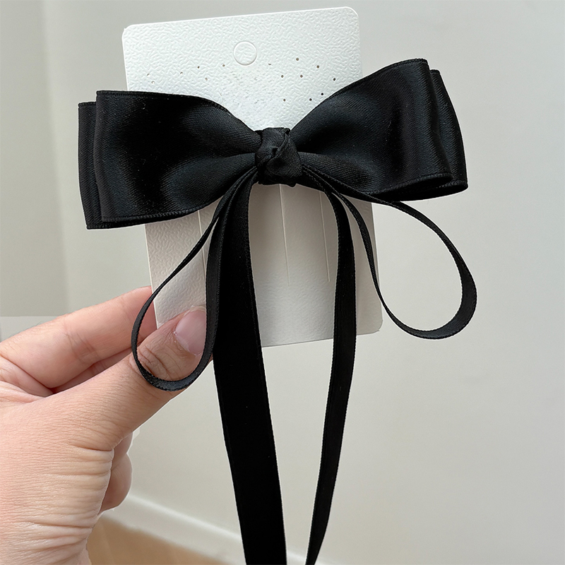 Solid With Bow Barrette - Black - image 5