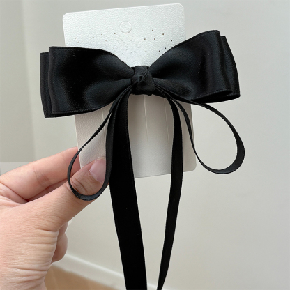Solid With Bow Barrette - Black - image 5