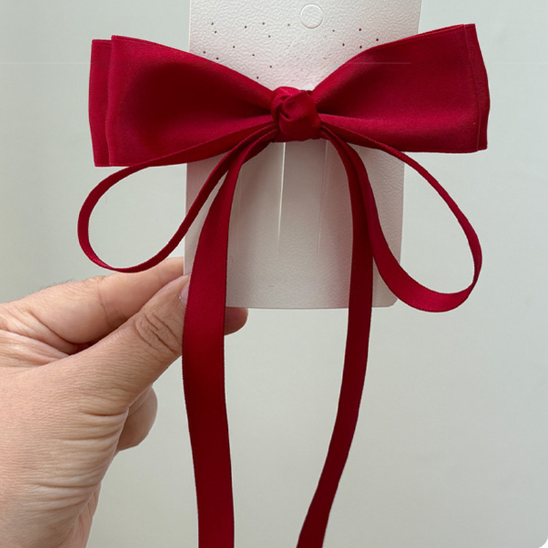 Solid With Bow Barrette - Red - image 2