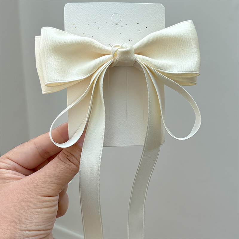 Solid With Bow Barrette - Beige - image 4