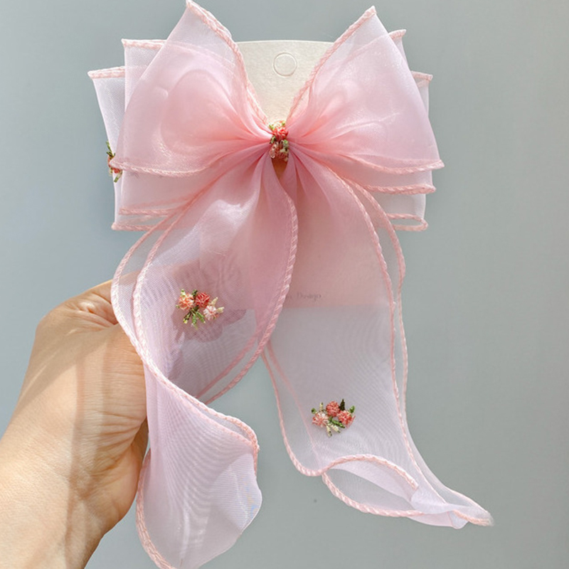 Solid With Bow Barrette - Pink - image 1