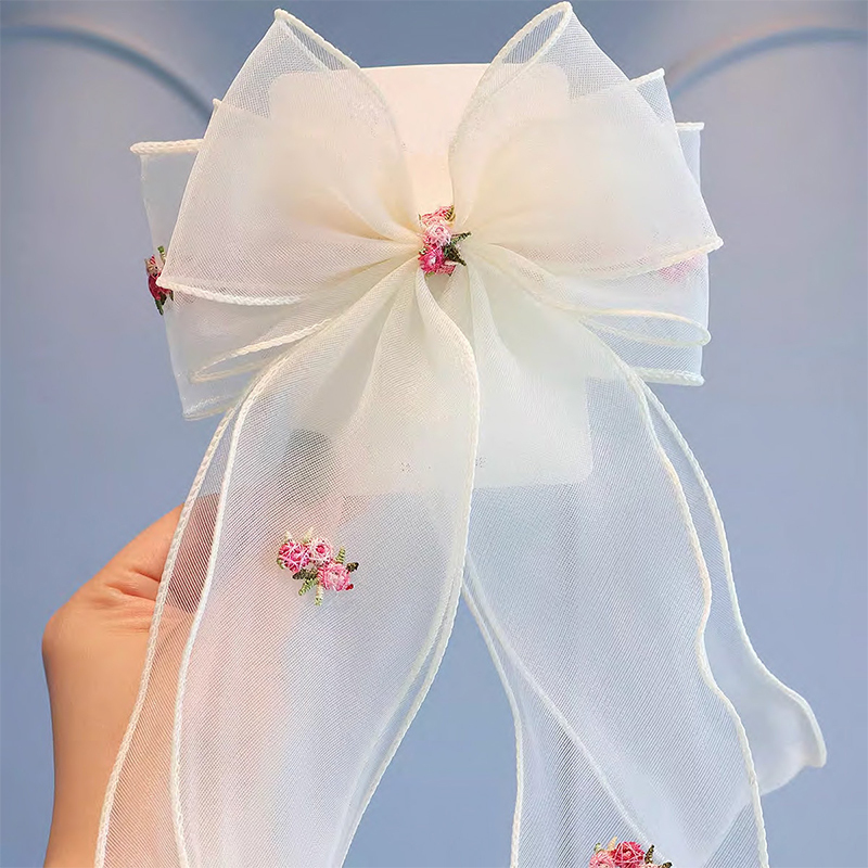 Solid With Bow Barrette - Beige - image 7