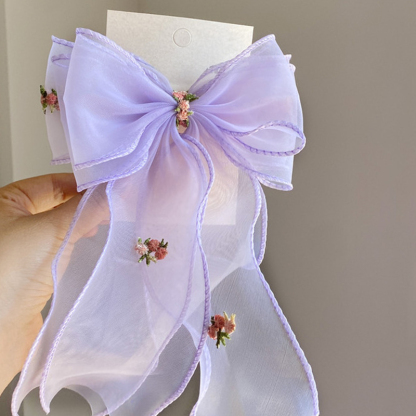 Solid With Bow Barrette - Purple - image 6