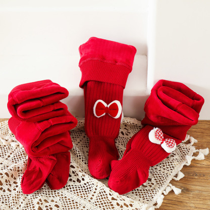 Solid With Bow Lace Thermal Leggings - image 4