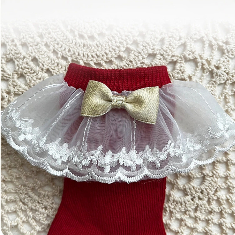 100% Cotton Solid With Bow Socks - image 8
