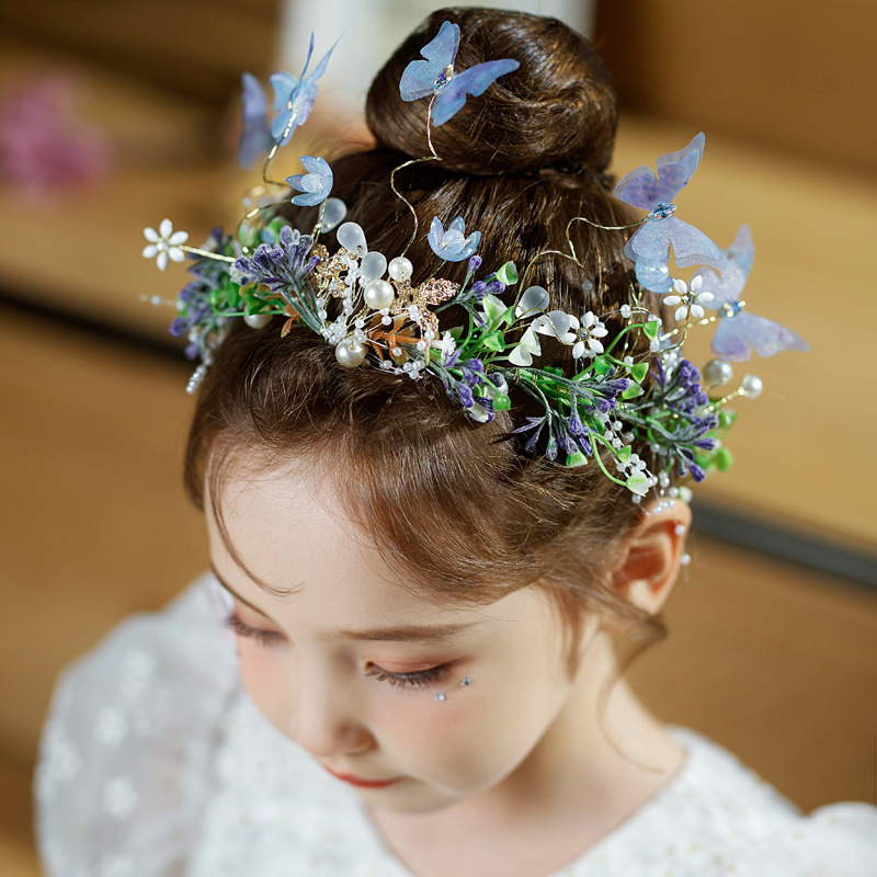 Floral With Flower Applique Hairband - Blue - image 1