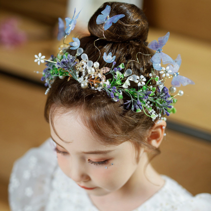 Floral With Flower Applique Hairband - Blue - image 1