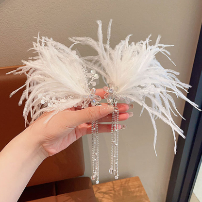 Solid With Pearls Barrette - Feather 1 - image 6