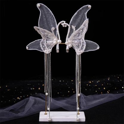 Solid With Pearls Barrette - Butterfly 1 - image 1