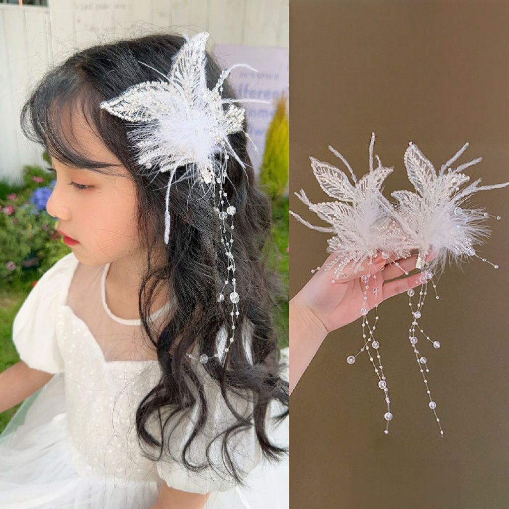 Solid With Pearls Barrette - Feather 2 - image 7