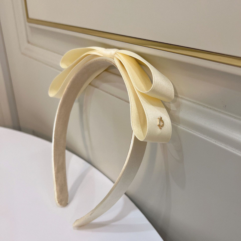 Solid With Bow Satin Hairband - White - image 8