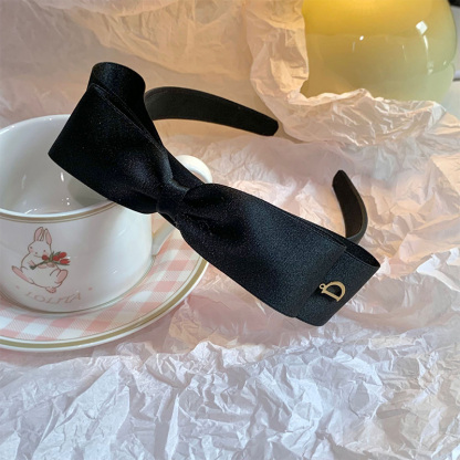 Solid With Bow Satin Hairband - image 5