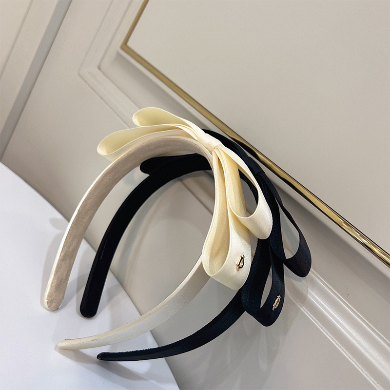 Solid With Bow Satin Hairband - image 3