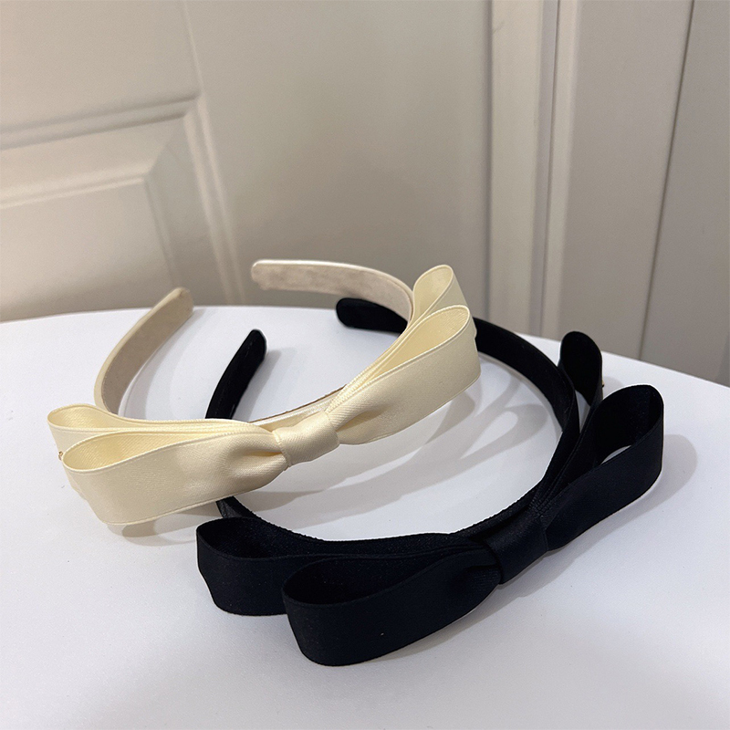 Solid With Bow Satin Hairband - image 1