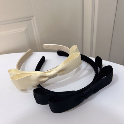 Solid With Bow Satin Hairband - image 1
