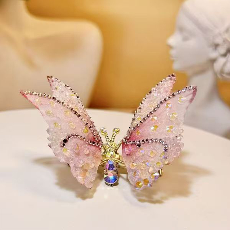 Solid With Pearls Metal Barrette - Pink - image 1