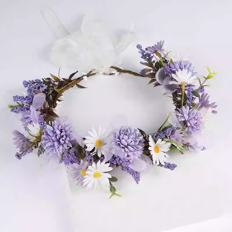 Floral With Flower Applique Hairband - Purple - image 2