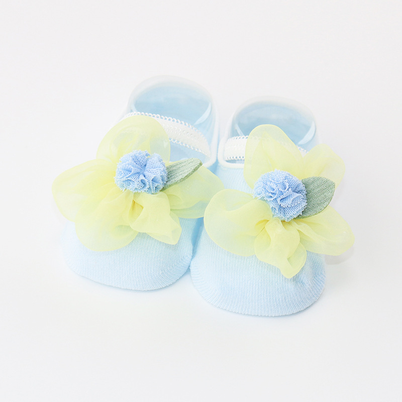 100% Cotton Solid Rosette Socks - Blue - 6-12M - image 2