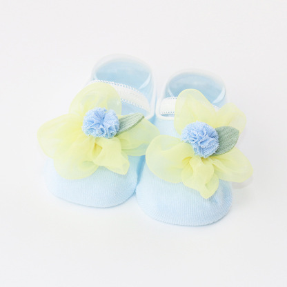 100% Cotton Solid Rosette Socks - Blue - 6-12M - image 2