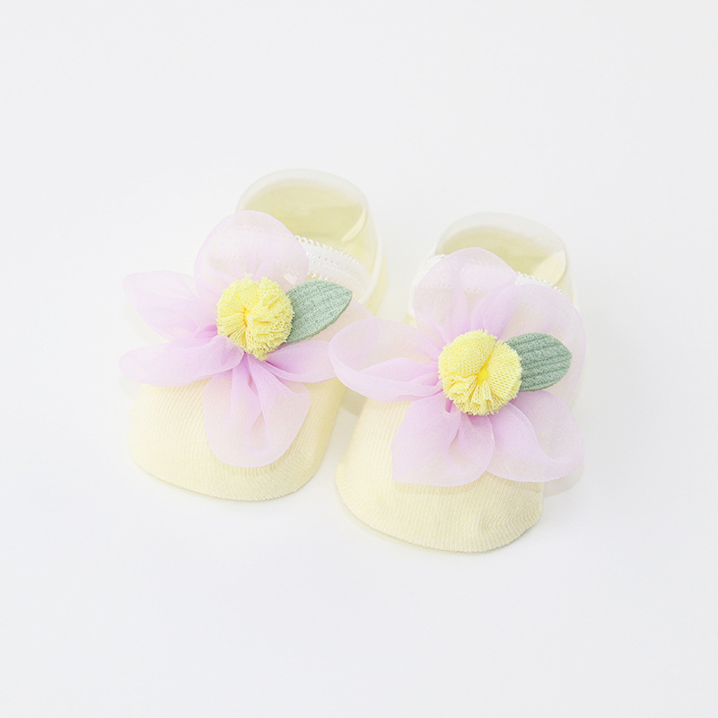 100% Cotton Solid Rosette Socks - Yellow - 6-12M - image 1