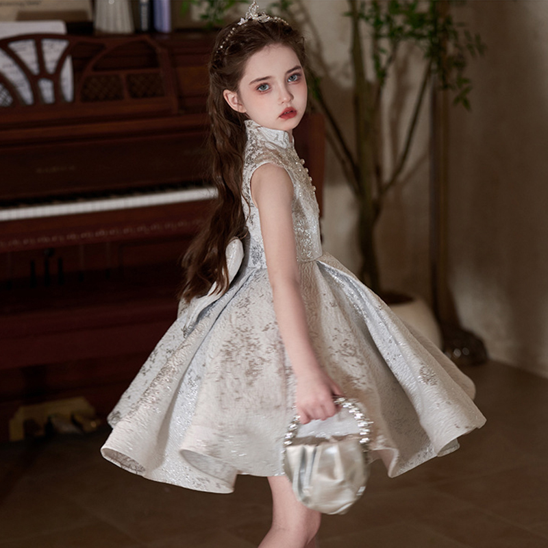 Jacquard Bow Imitation Pearls Sleeveless Midi Dresses - image 4