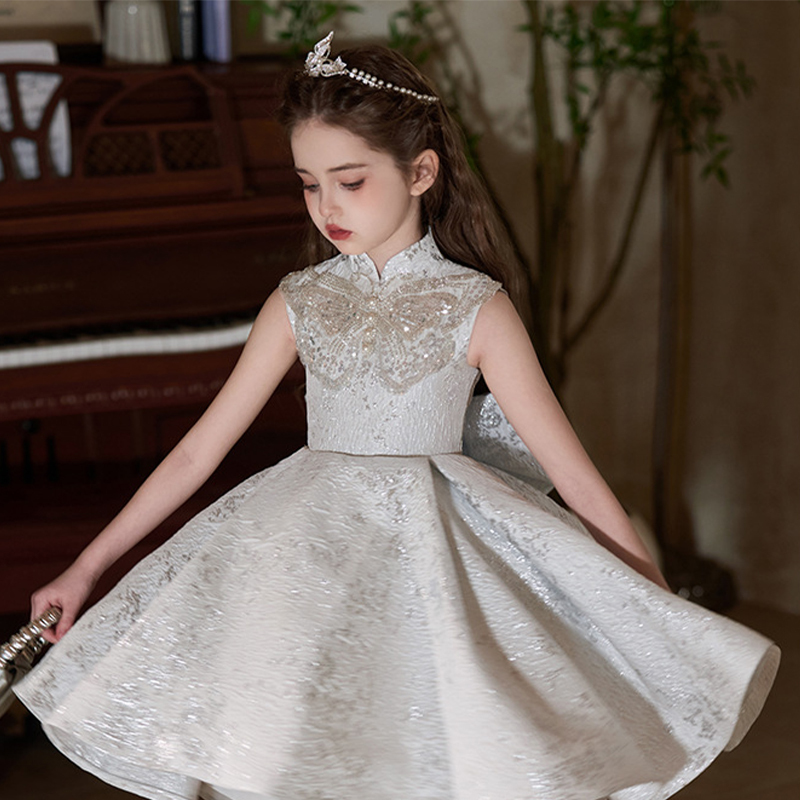 Jacquard Bow Imitation Pearls Sleeveless Midi Dresses - image 3