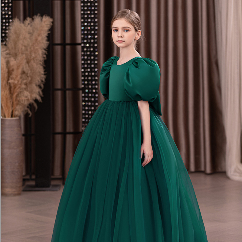 Satin Bow Folds Short Sleeves Maxi Dresses - image 11