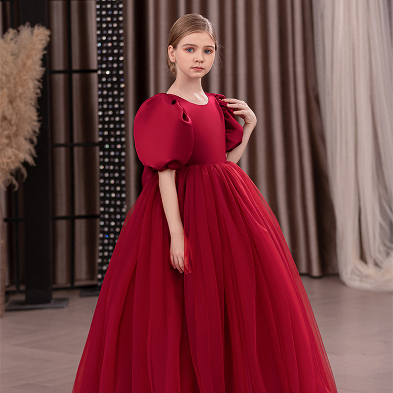 Satin Bow Folds Short Sleeves Maxi Dresses - image 8