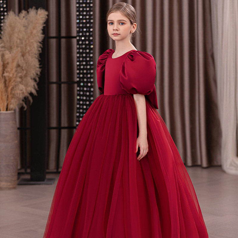 Satin Bow Folds Short Sleeves Maxi Dresses - image 7