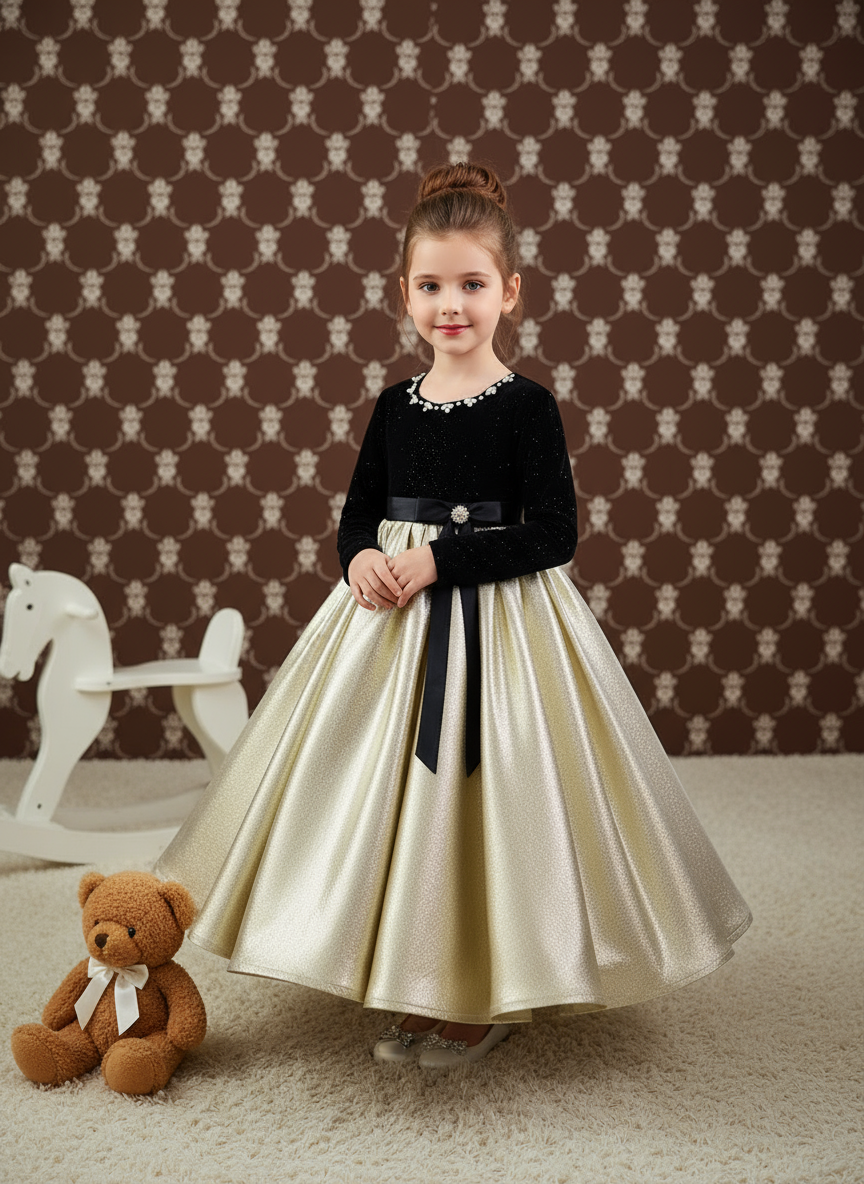 Velvet Split Joint Long Sleeves Maxi Dresses - image 2