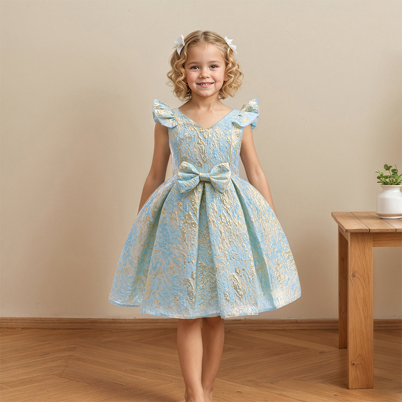[Archive Sale] Jacquard Bow Short Sleeves Midi Dresses - image 2