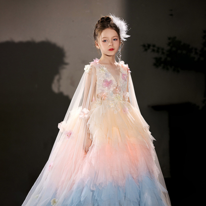 Mesh Rosette Folds Long Sleeves Maxi Dresses - image 2