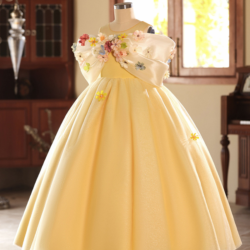 Cotton-blend Rosette Short Sleeves Maxi Dresses - image 2