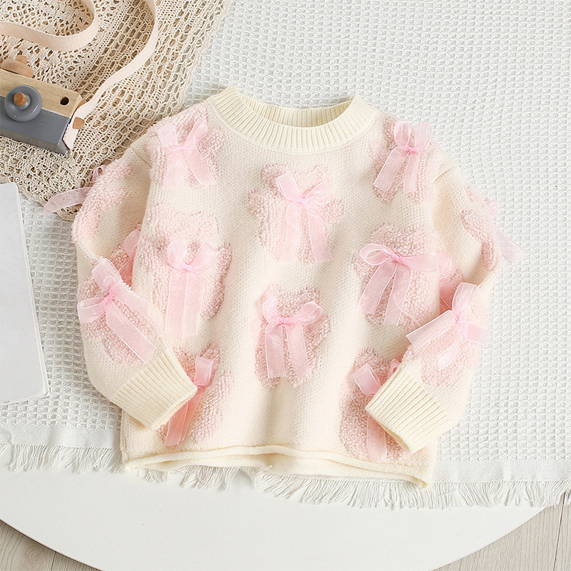 [Archive Sale] Knitwear Little Bear Bow Long Sleeves Midi Two-piece Set - image 7