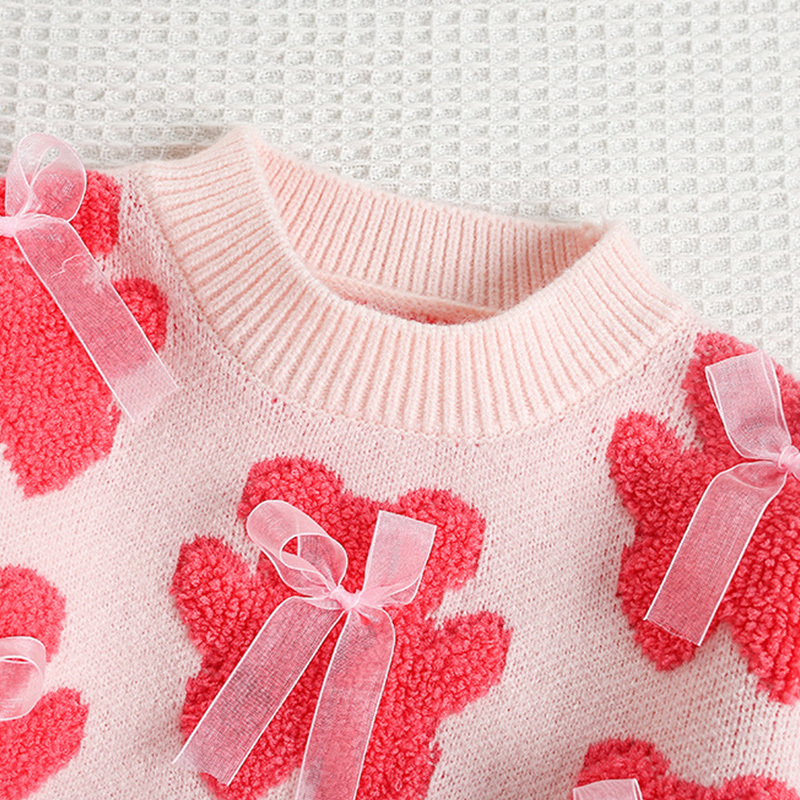 Acrylic Little Bear Bow Long Sleeves Midi Two-piece Set - image 27