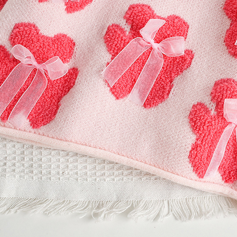 Acrylic Little Bear Bow Long Sleeves Midi Two-piece Set - image 24